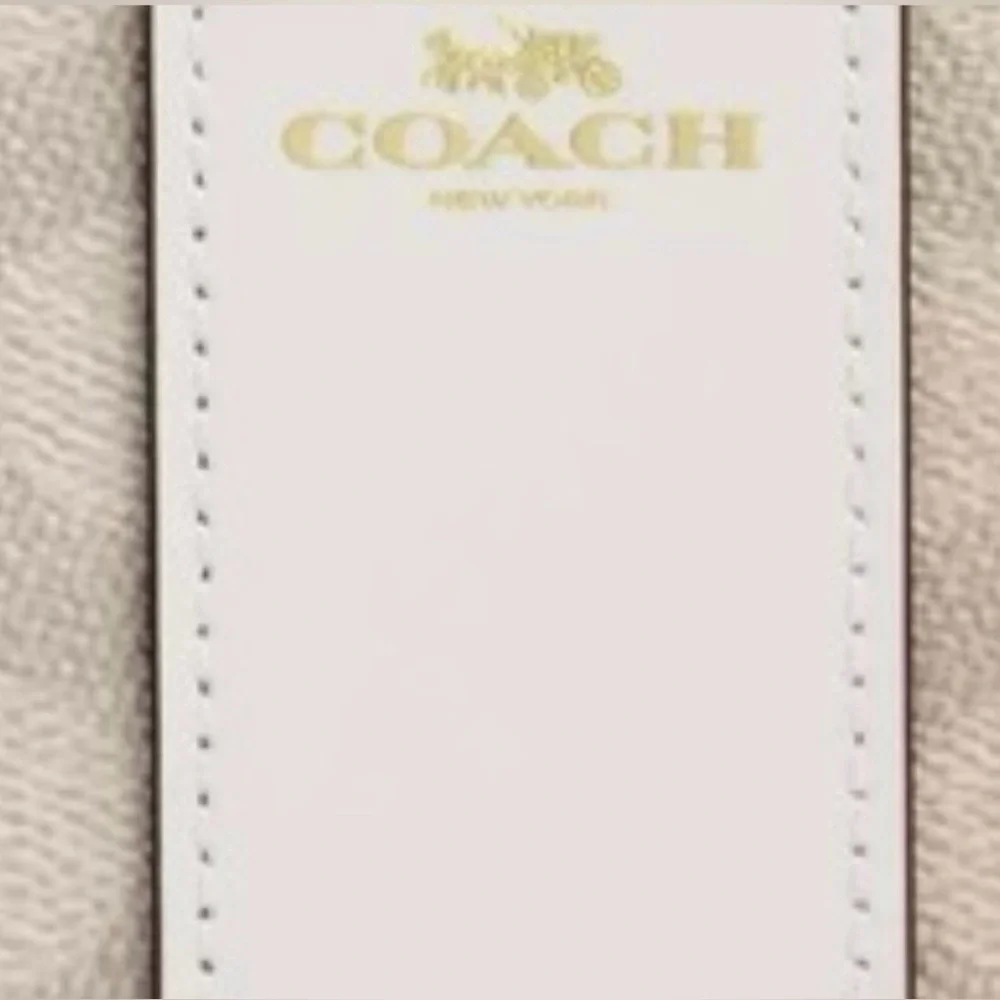 COACH. 3 Piece: Canvas & Leather Corner Zip Wristlet & Free Gift Box & Stickers. - Picture 11 of 16